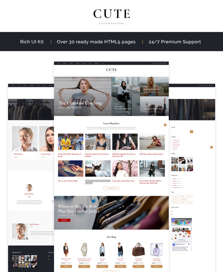 Cute - Fashion Magazine Multipage HTML5 Website Template #64838