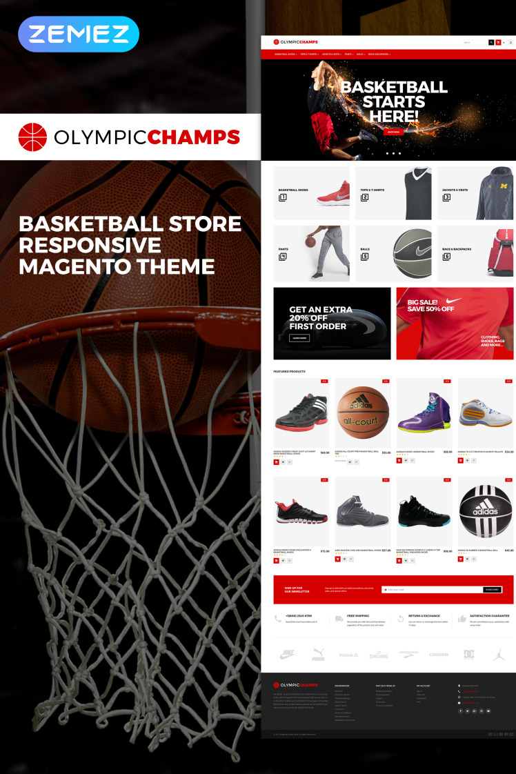 OlympicChamps Basketball Store Magento Themes