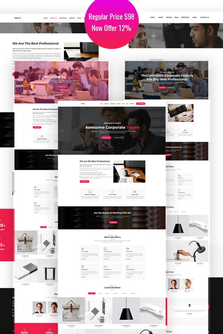 Trader - Corporate Responsive WordPress Theme #65843