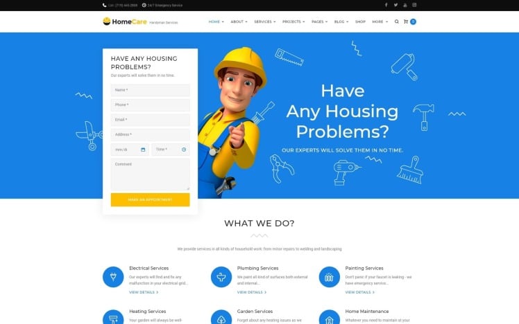 HomeCare Handyman Services Responsive WordPress Theme