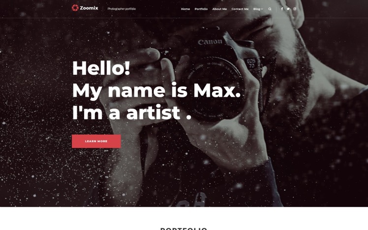 Zoomix Photographers Portfolio Photo Gallery WordPress Theme