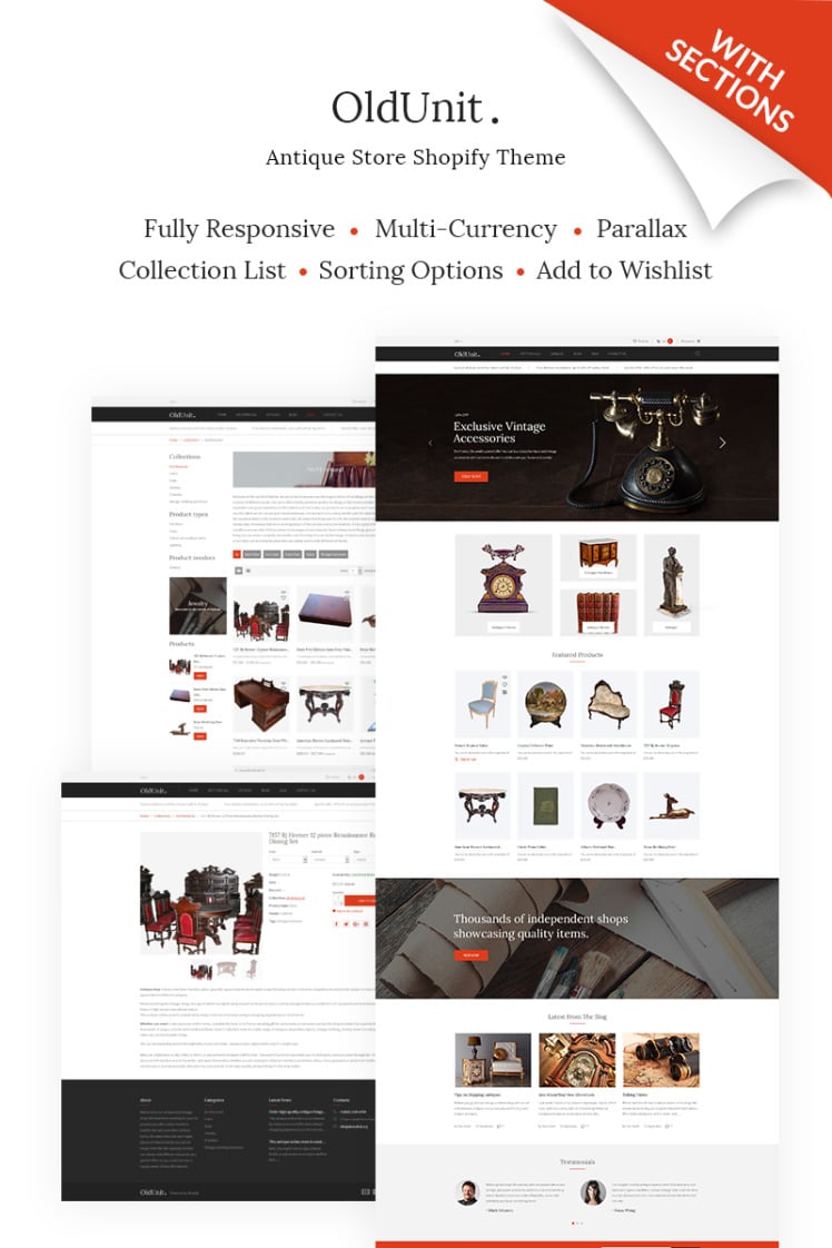 OldUnit Antique Store Shopify Theme #66976