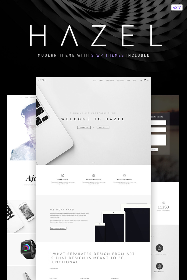 Hazel Clean Minimalist MultiPurpose WordPress Themes