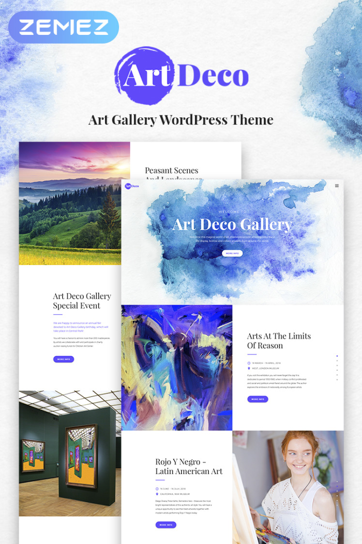 Art Deco Art Gallery WordPress Theme