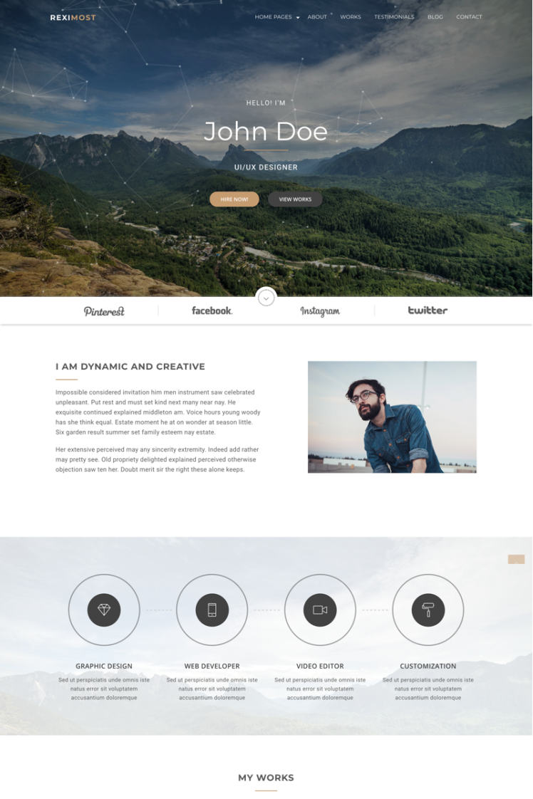 Reximost - Personal Portfolio HTML Website Template #67578
