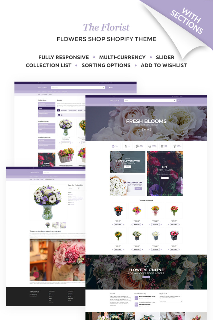 The Florist Flower Shop Online Store Shopify Theme #67531