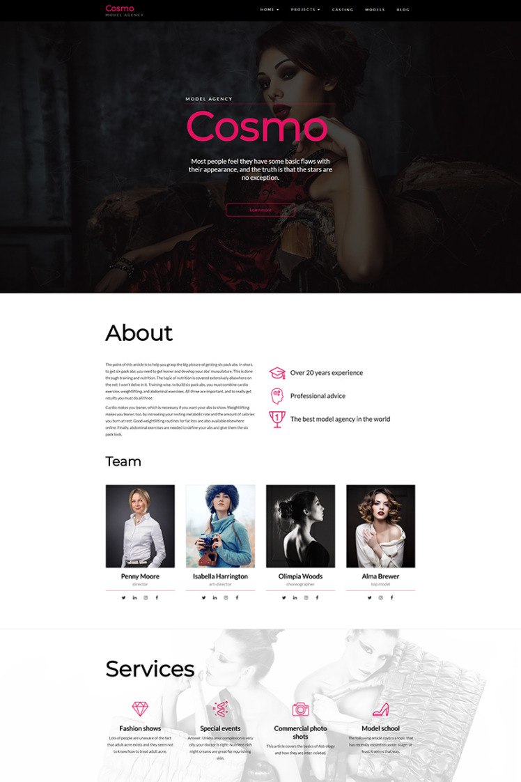 Cosmo Model Agency WordPress Theme