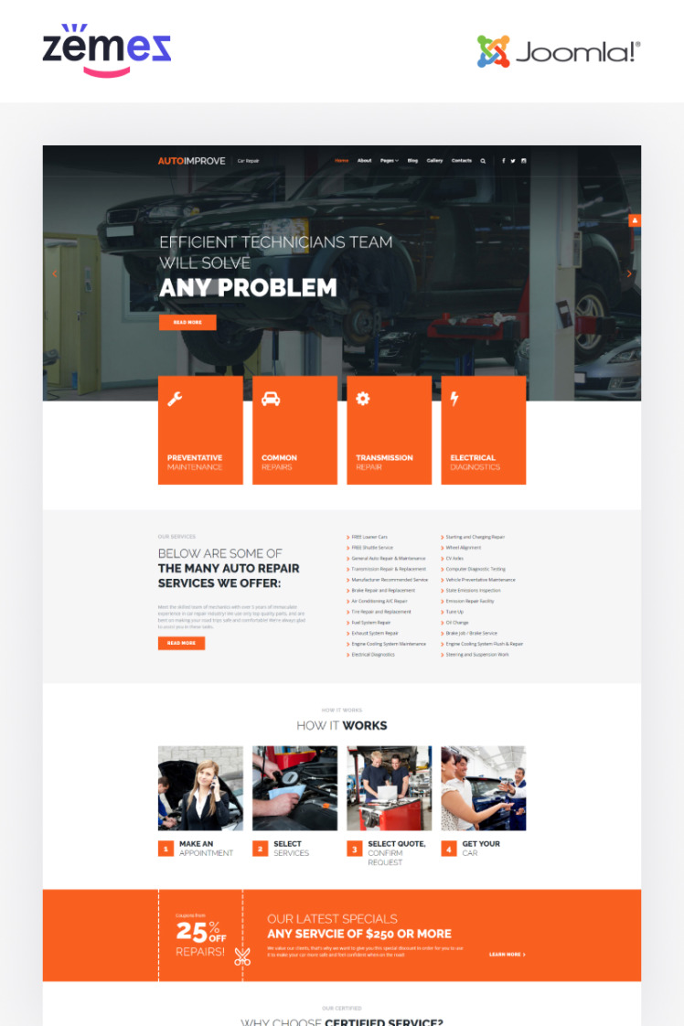 Autoimprove Car Repair Multipage Creative Joomla Templates
