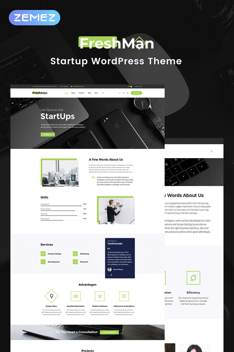 Freshmen Startup Company WordPress Elementor Theme