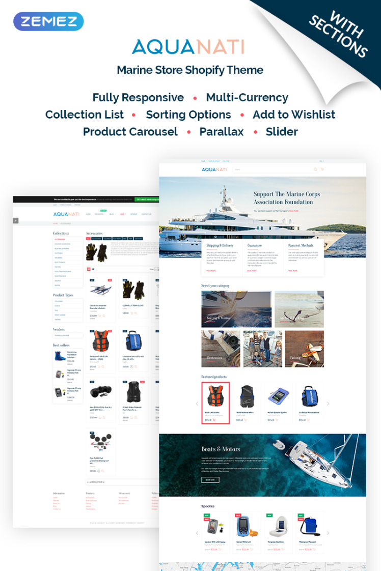 Aquanati Marine Store Shopify Theme #68556