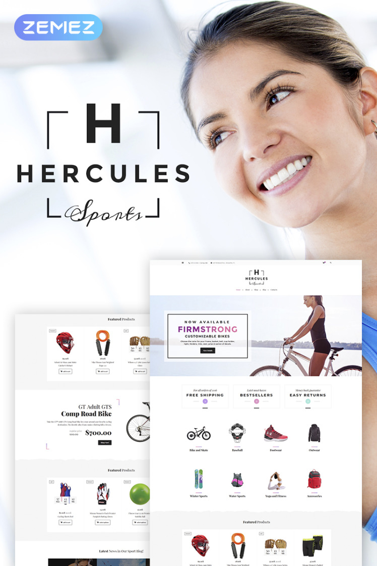 HerculesSports Sports Equipment and Gear Elementor WooCommerce Theme
