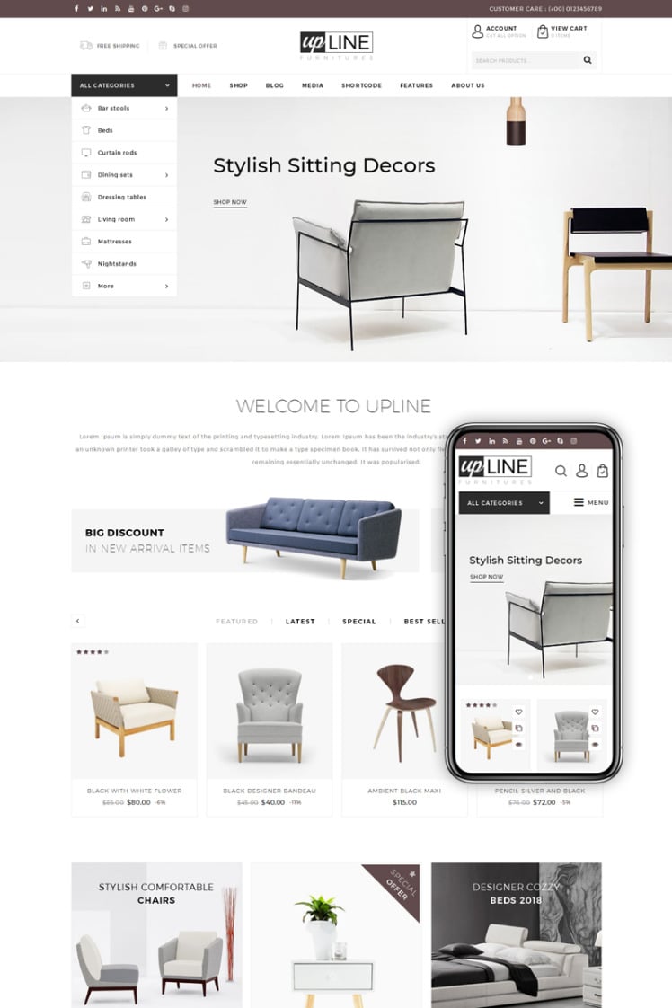 UpLine Furniture Online Store WooCommerce Theme