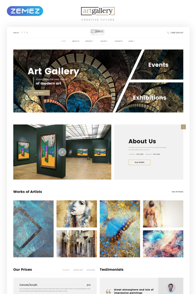 Art Gallery Multipage HTML5 Website Template #68655