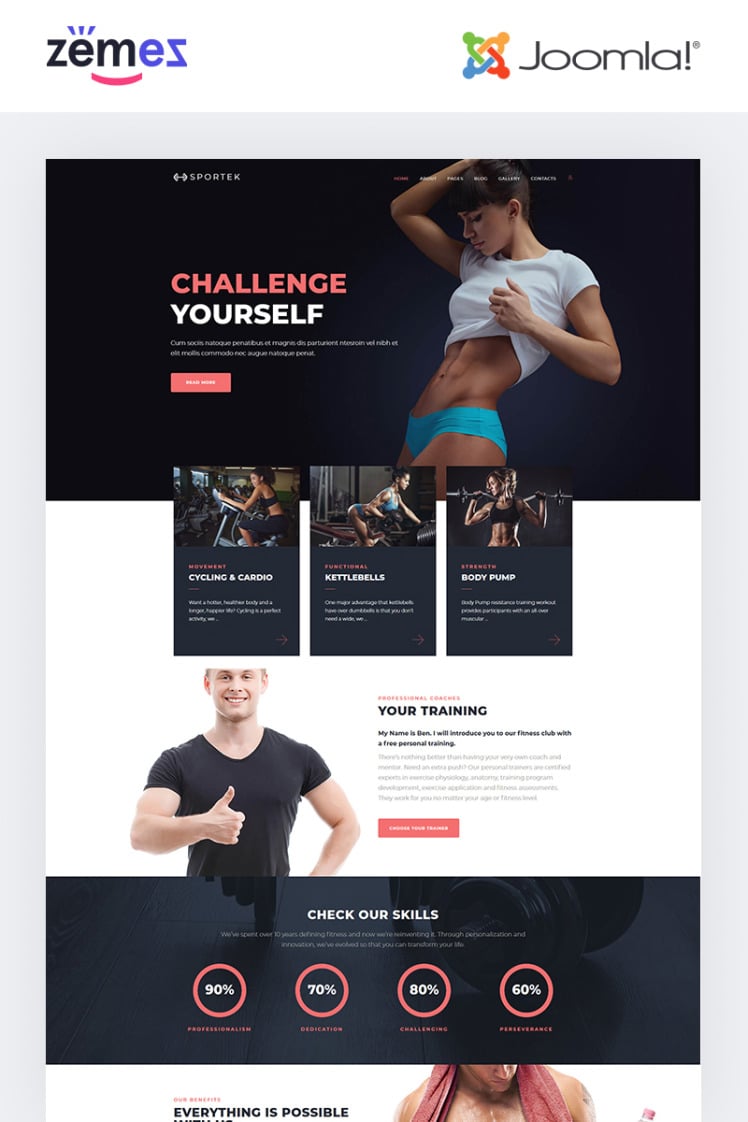 Sportek Gym Responsive Creative Joomla Templates