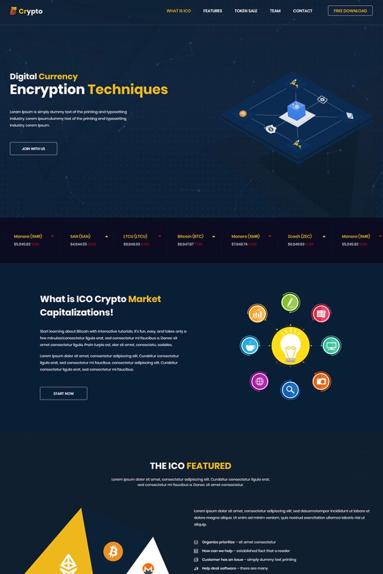 BCrypto - ICO, Bitcoin and Cryptocurrency HTML Template #69016