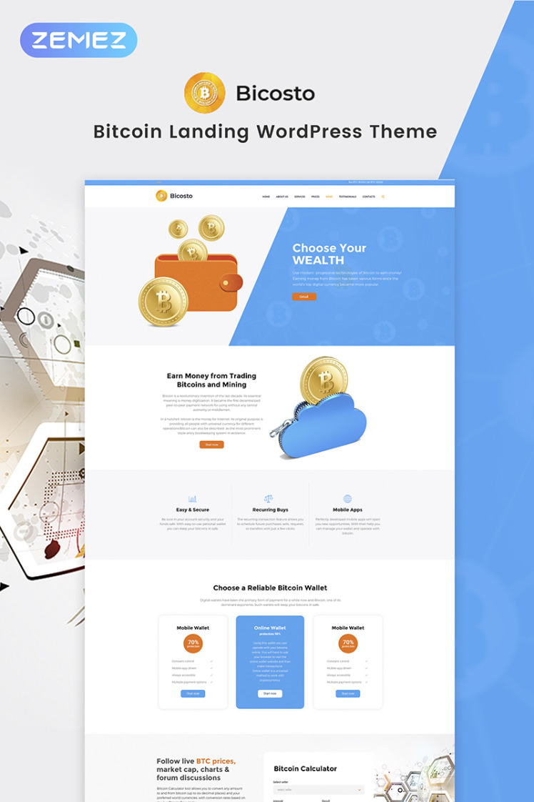 Bicosto Bitcoin Landing Elementor WordPress Theme