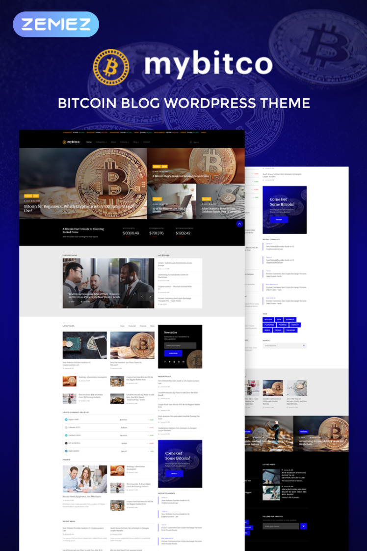 MyBitco Efficient Cryptocurrency Blog WordPress Elementor Theme