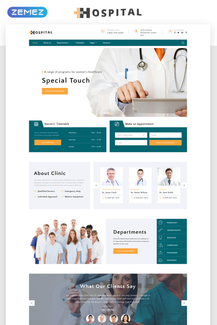 Hospital - Medical Service Multipage HTML5 Website Template #69485