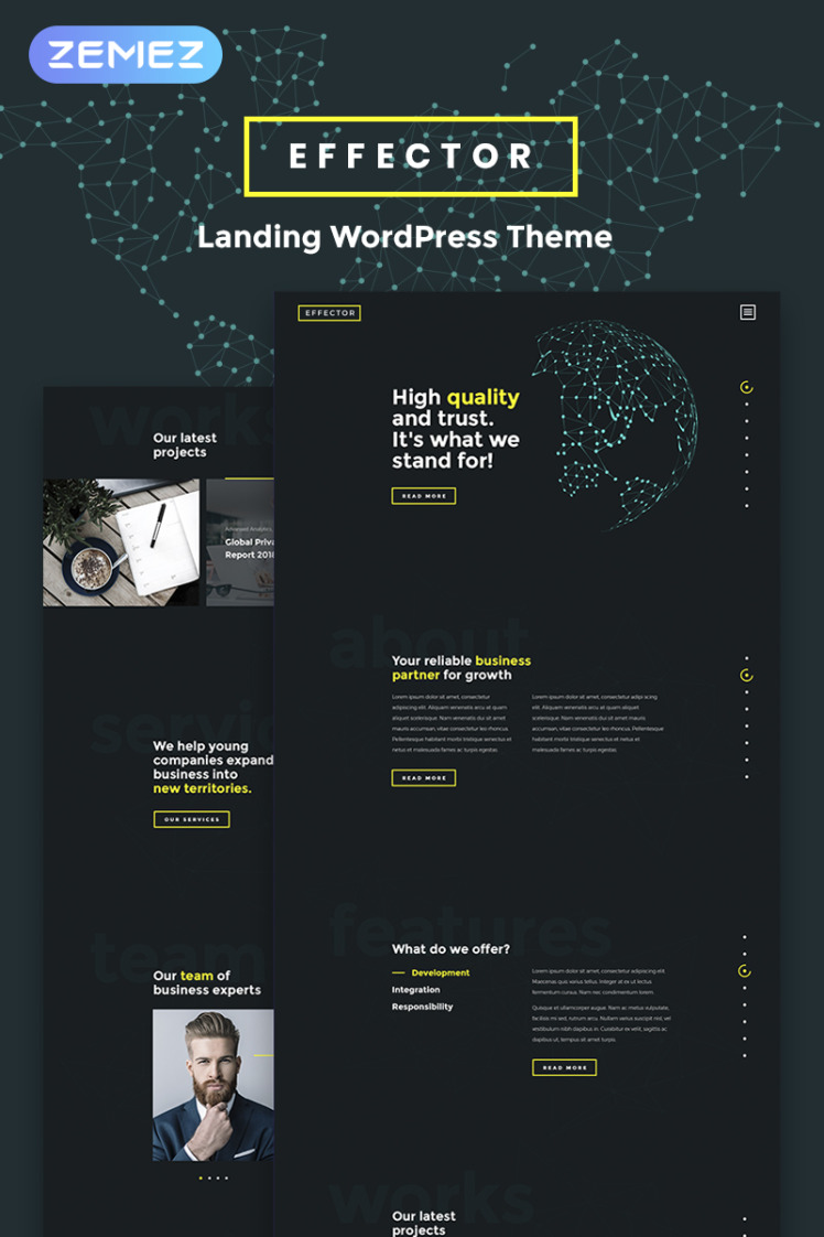 Effector Landing Page WordPress Elementor Theme