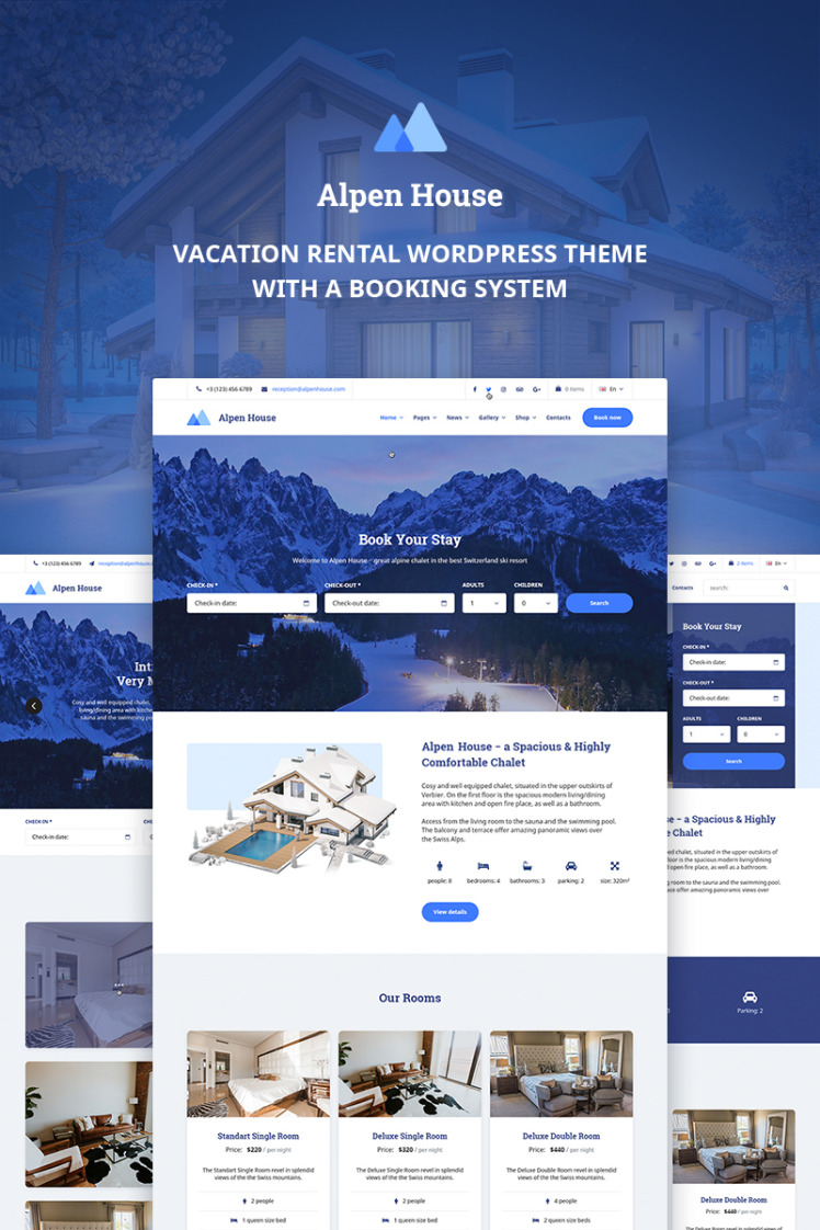 Vacation Rental Elementor WordPress Theme Alpen House