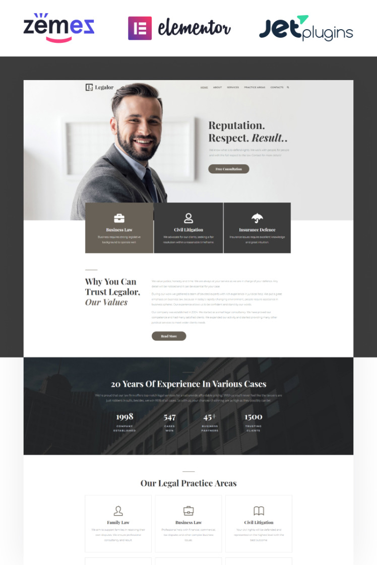 Legalor Lawyer Elementor WordPress Themes