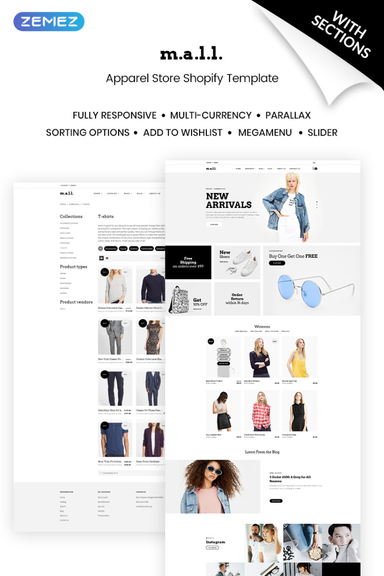 m a l l Clothing Store Shopify Theme #70688
