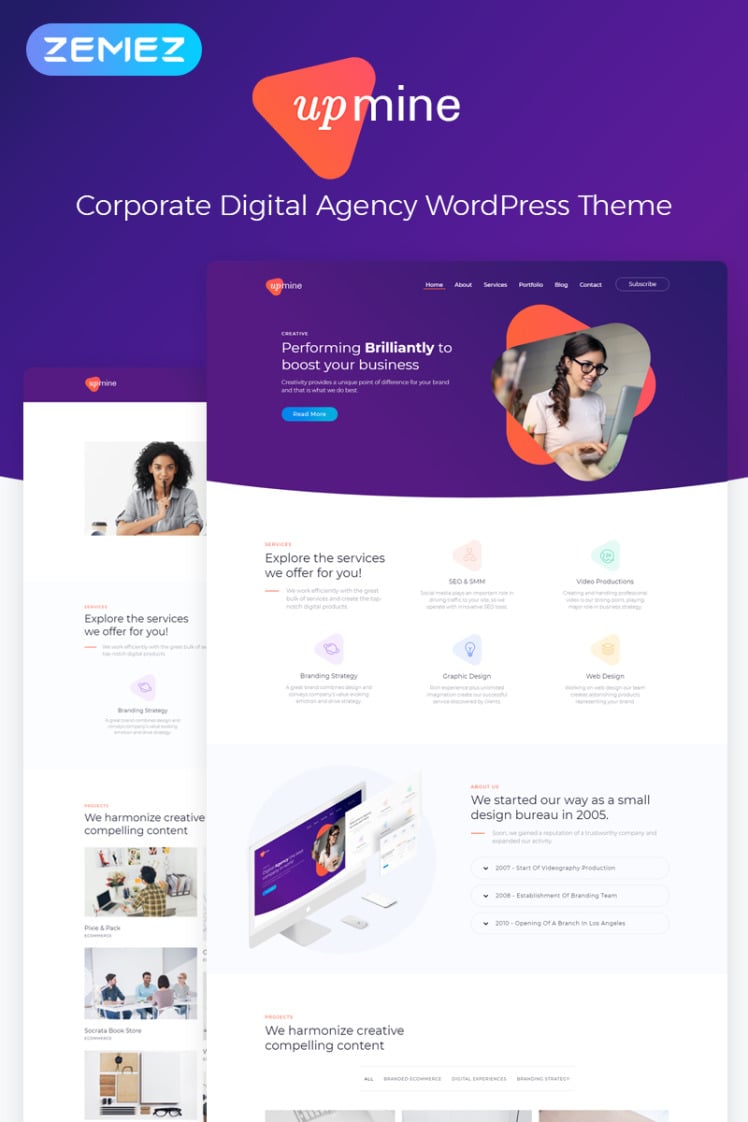 Upmine Corporate Digital Agency WordPress Elementor Theme