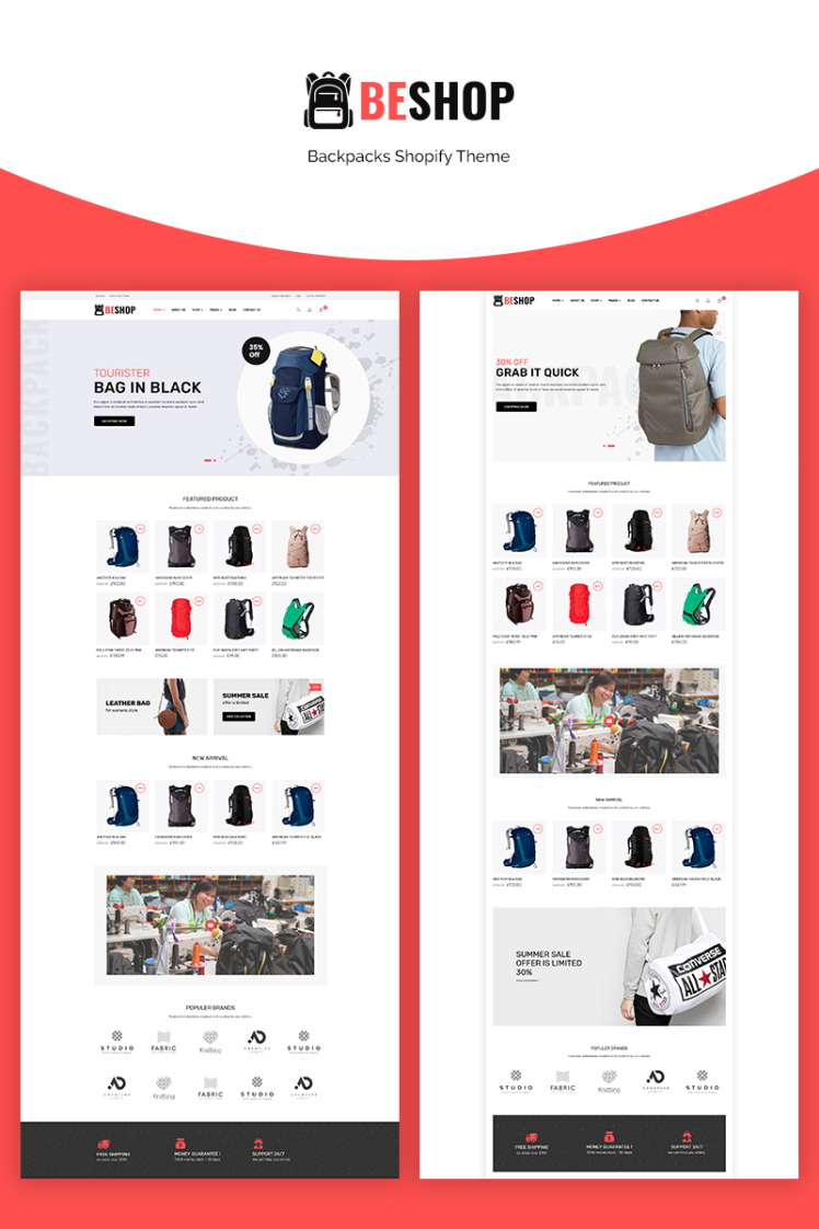 Beshop Backpacks eCommerce Shopify Theme #71061