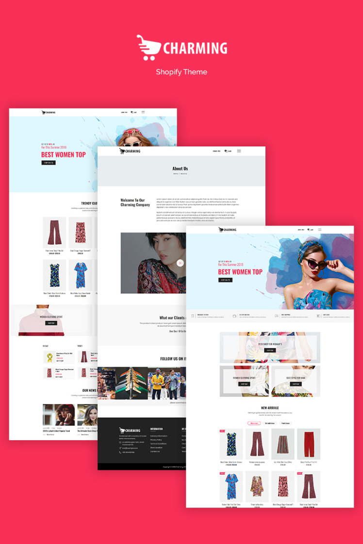Charming Fashion eCommerce Shopify Theme #71060