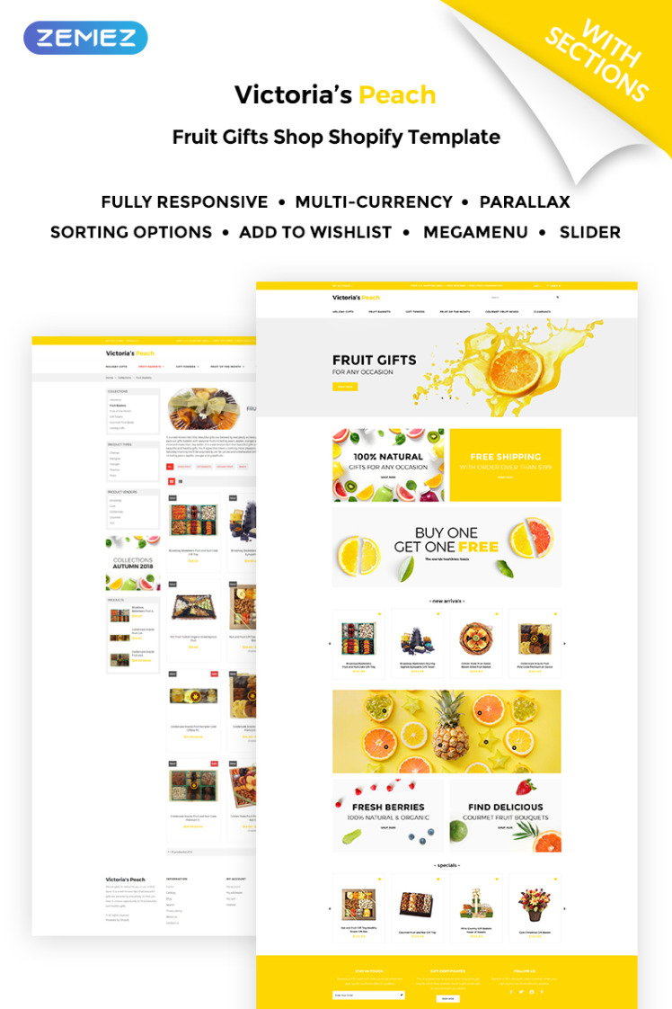 Victoria s Peach Fruit Gifts Shopify Theme #71026