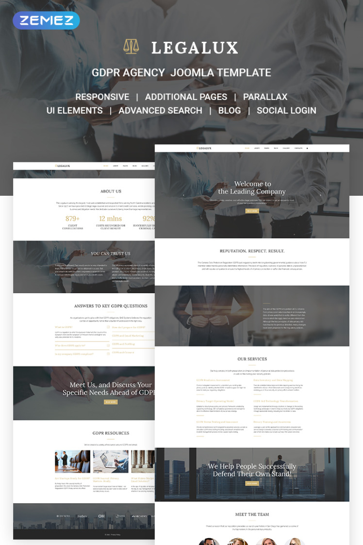 Legalux GDPR Agency Joomla Templates