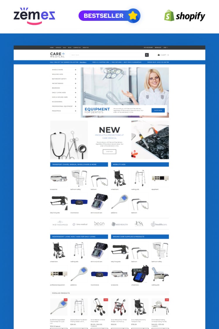 Care Medical Equipment Shopify Themes