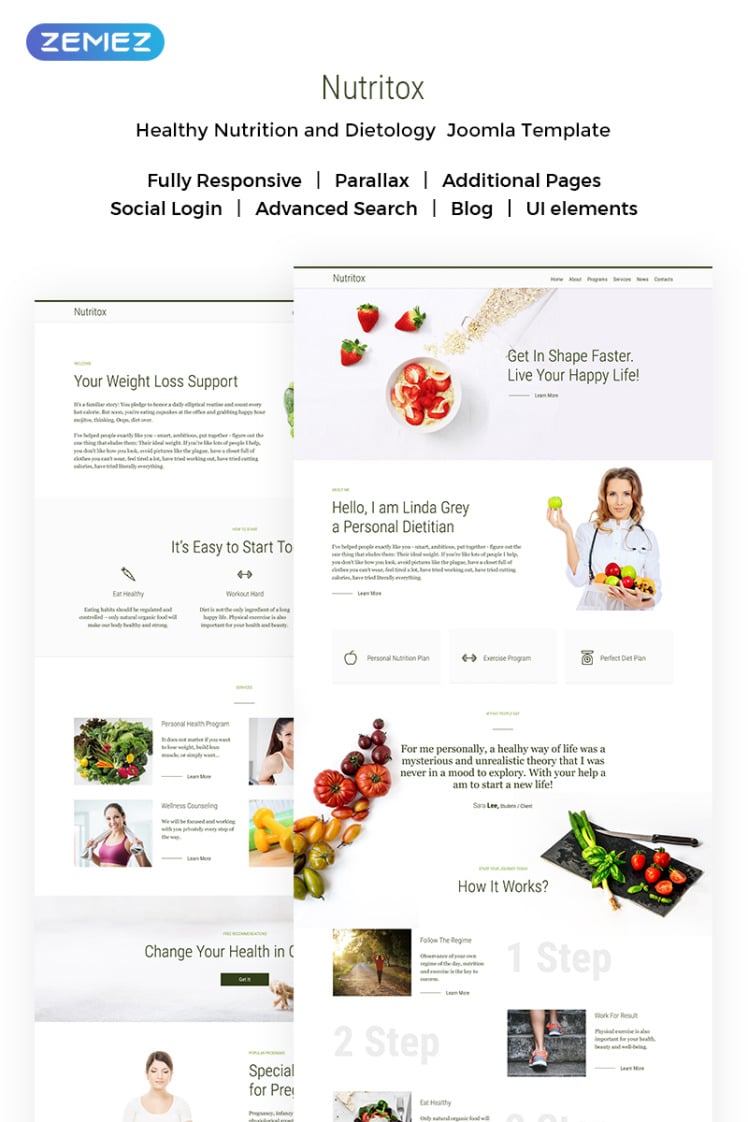 Nutritox Simple Dietitian Health Blogger Joomla Templates