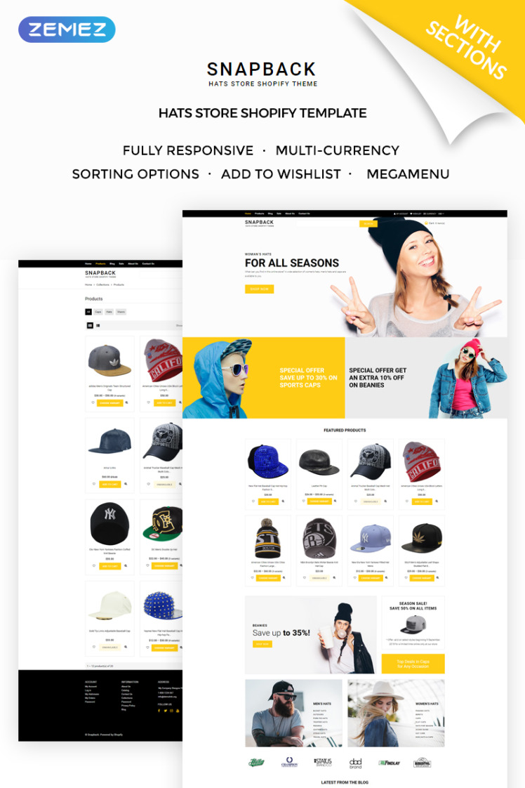 Snapback Hats Store Shopify Theme #72014