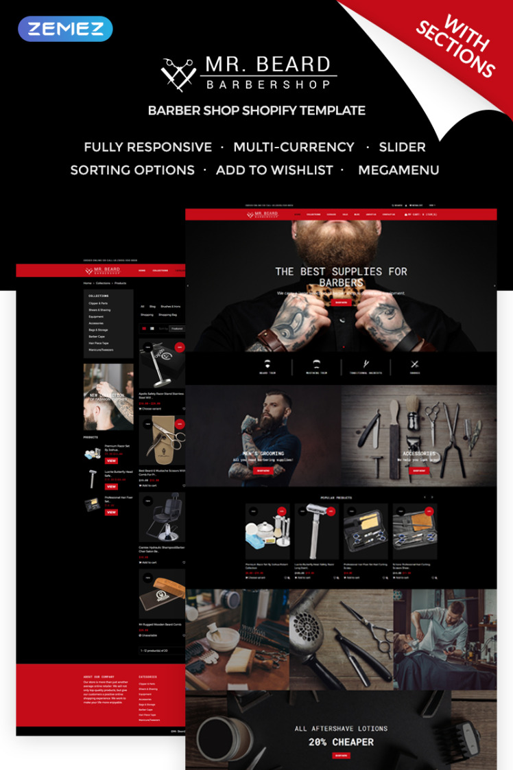 Mr Beard Brutal Barbershop Shopify Theme #73211