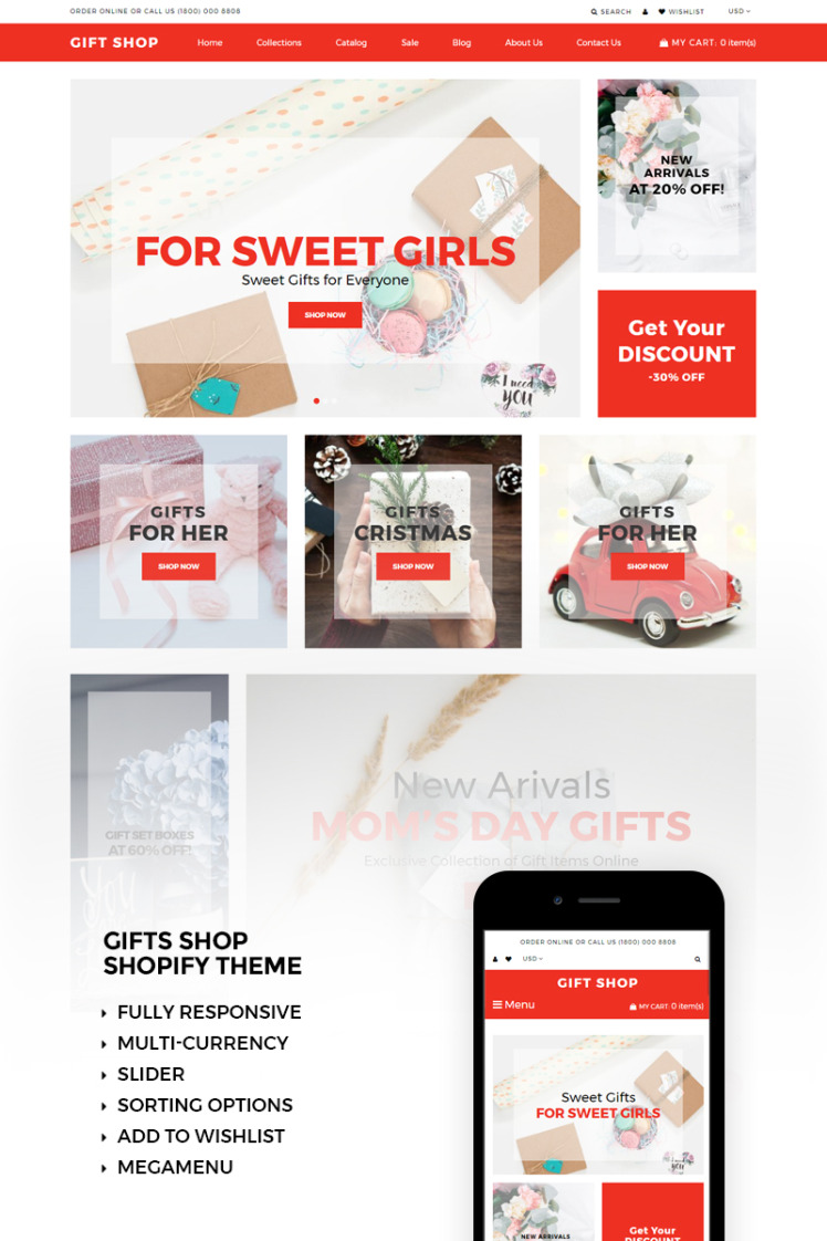 Gift Shop Shopify Theme for eCommerce Website #73425