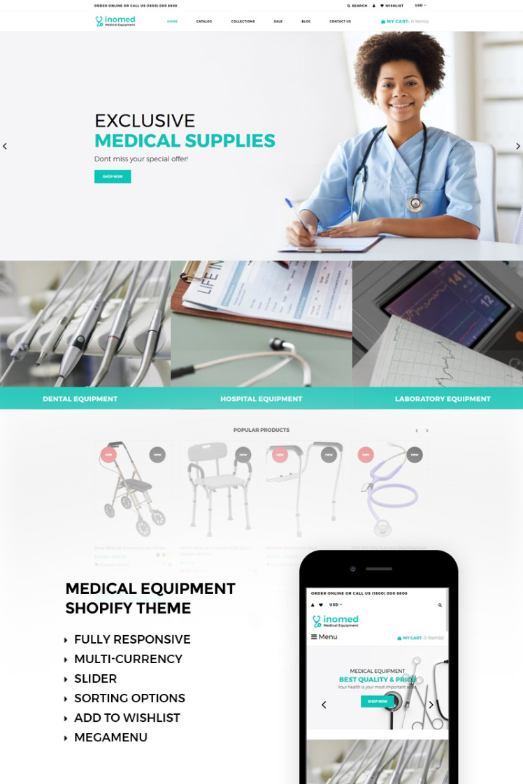 inomed Clear Medical Equipment Online Store Shopify Theme #73420