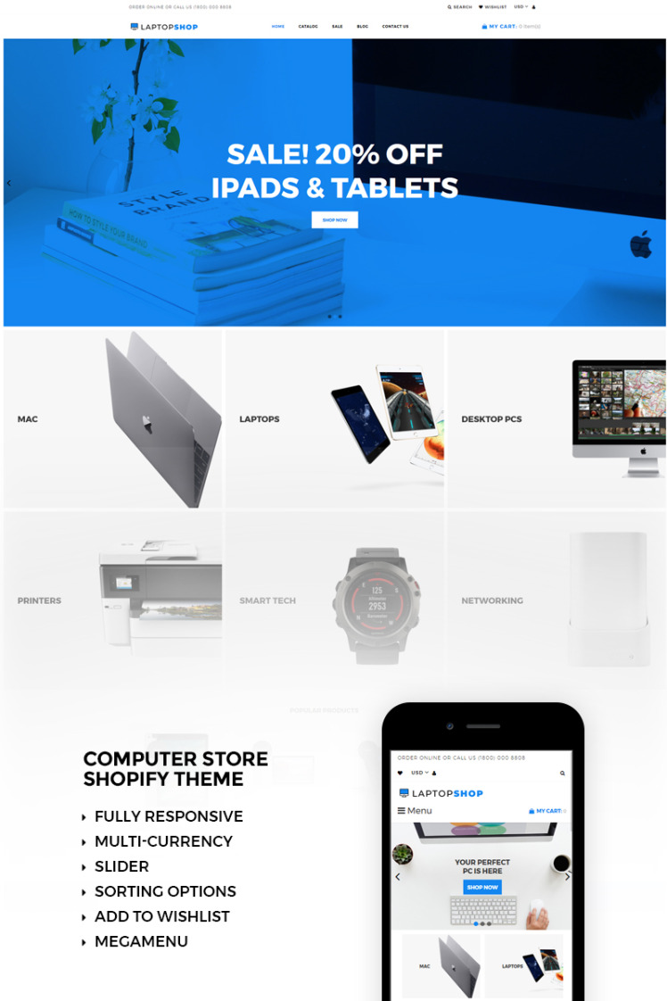Laptopshop eCommerce Shopify Theme #73466