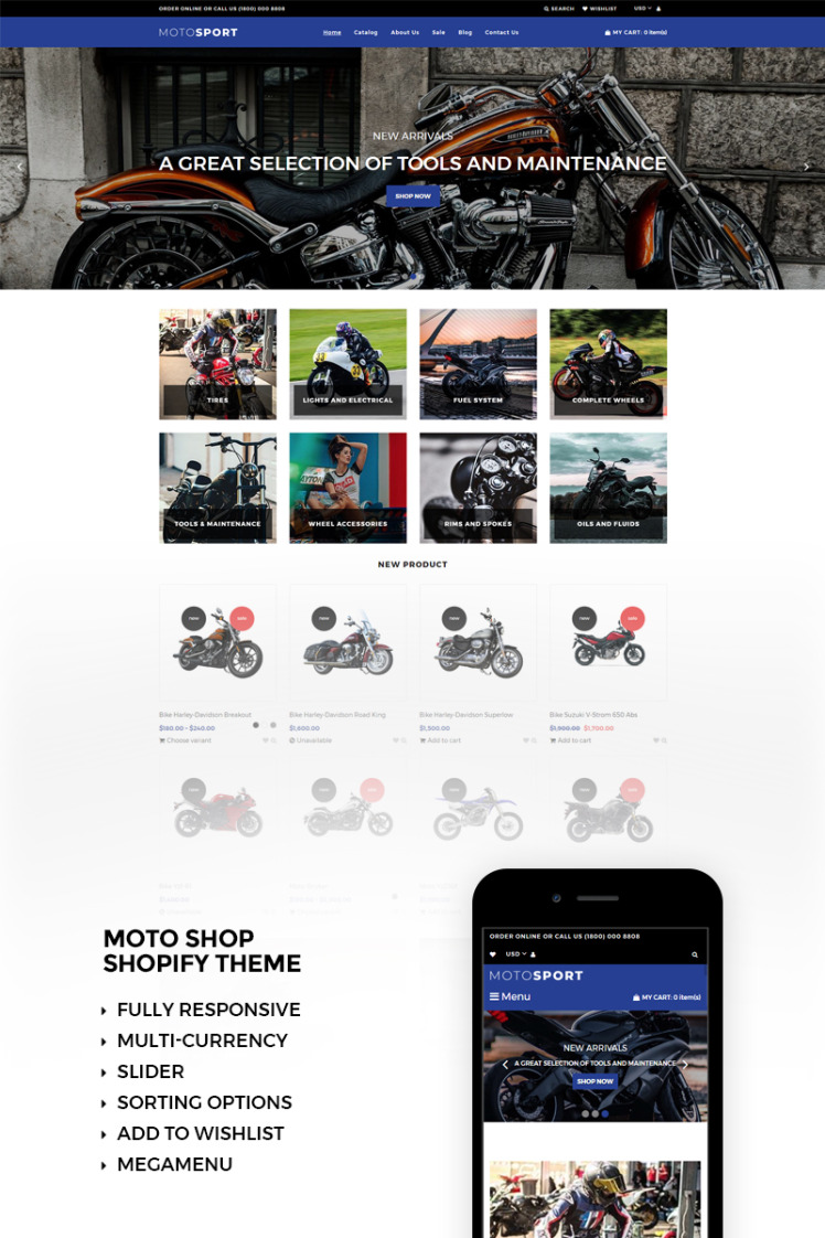 Motosport Responsive eCommerce Shopify Theme #73470