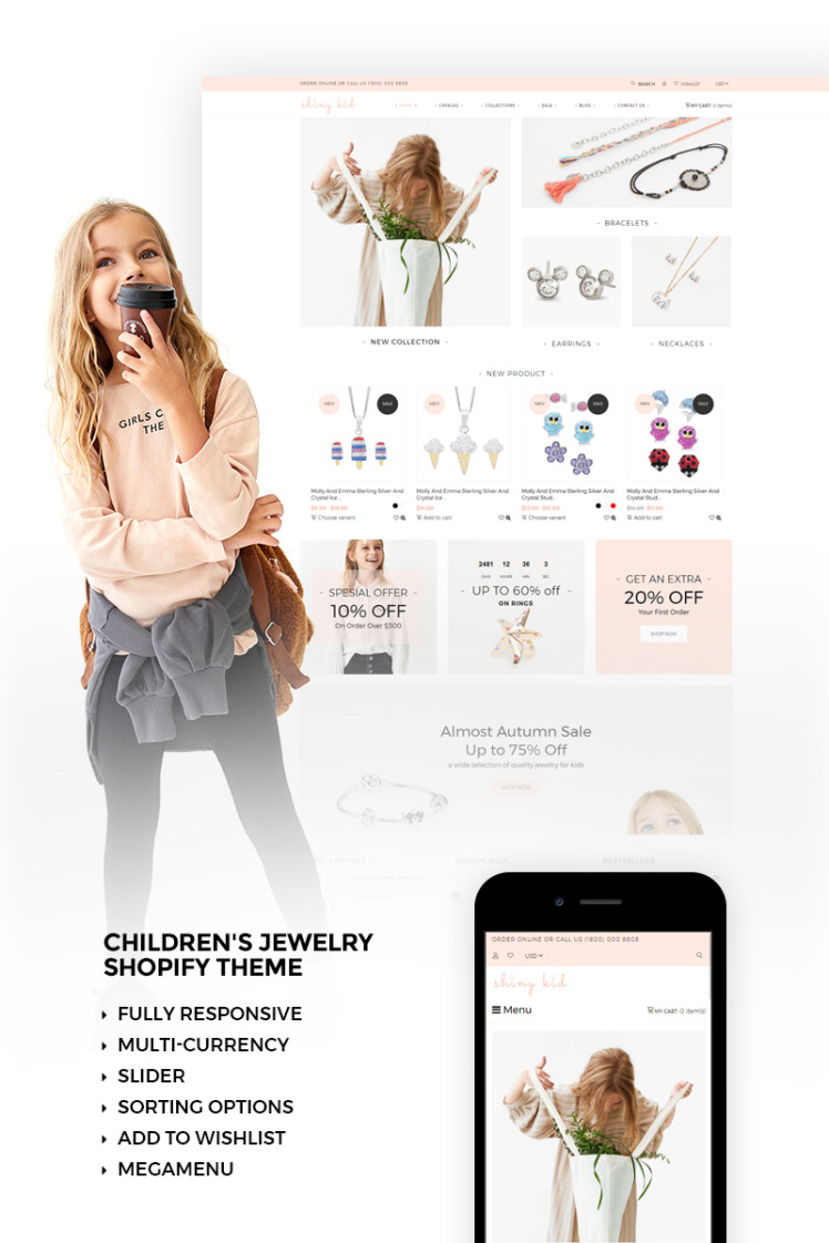 Shiny Kid Children s Jewelry Shopify Store Theme #73426