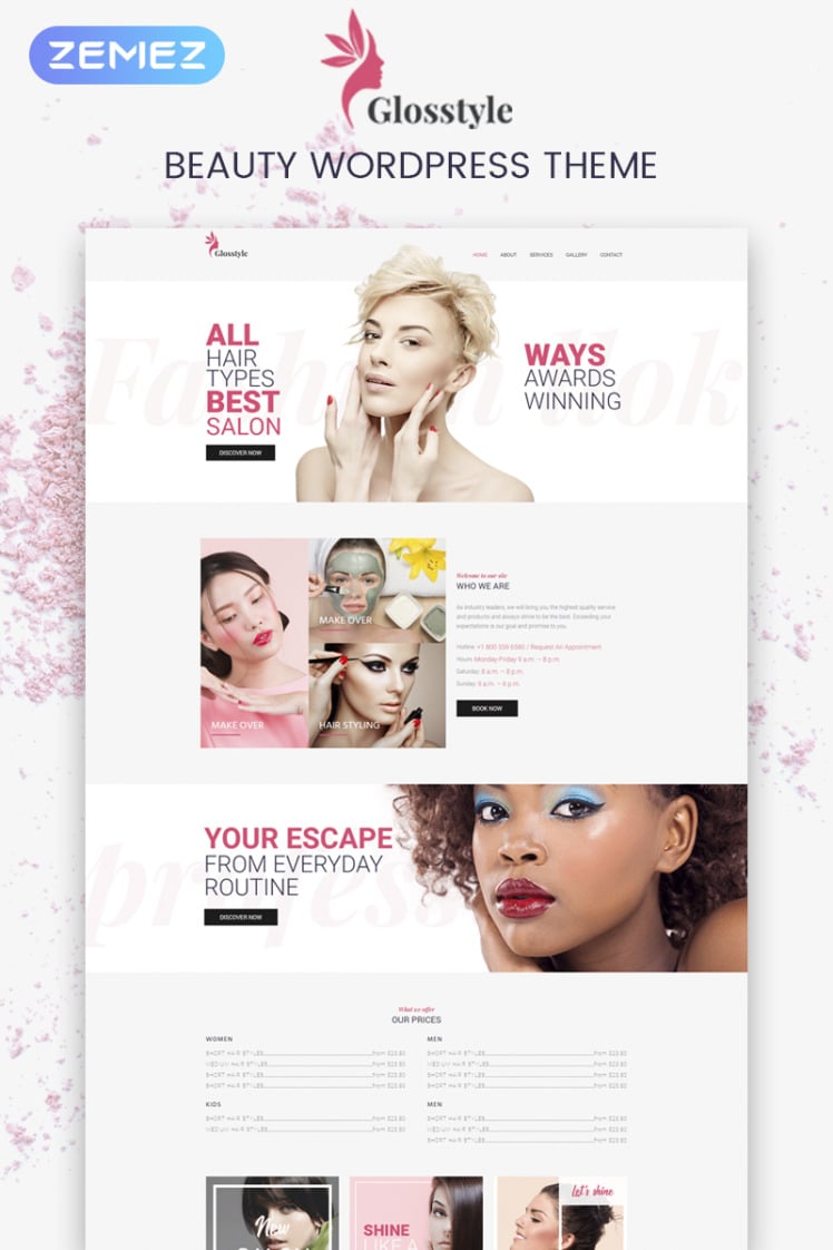 Glosstyle Beauty Salon WordPress Elementor Theme