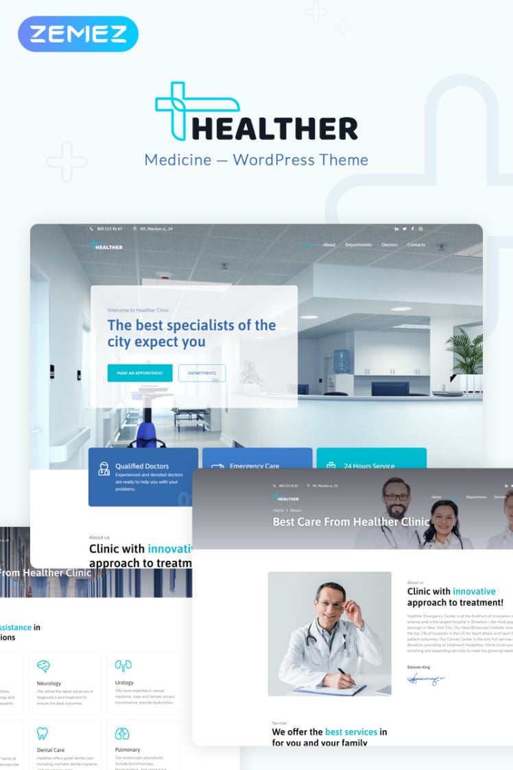 Healther Medical Services Elementor WordPress Themes