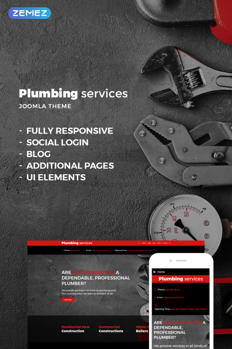 Plumbing Services Joomla Templates