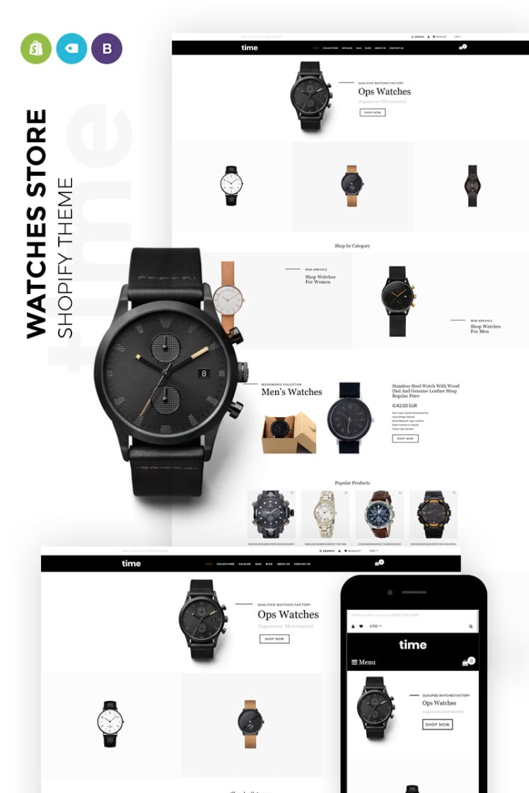 time Laconic Clock Store Shopify Theme #73684