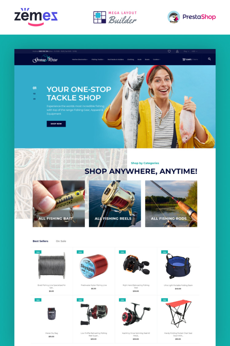 Grosse Prise Fishing Gear Store PrestaShop Themes