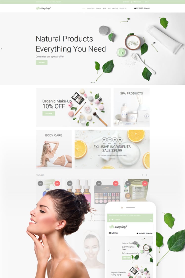 Simpleaf Organic Cosmetics Store Shopify Theme #74154
