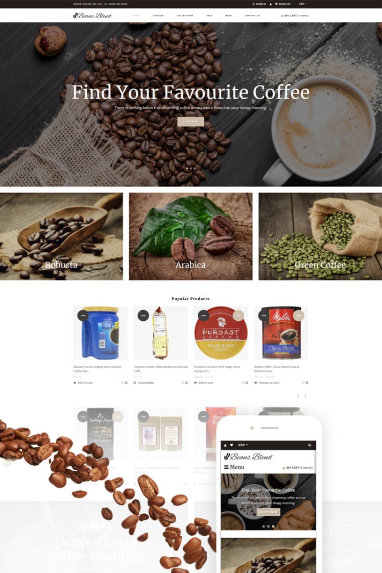 Beans Blend Coffee Shop Shopify Themes