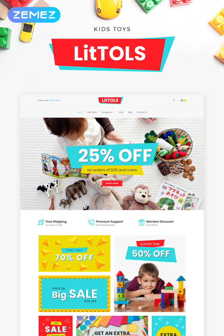LitTOLS Toys Games Store Elementor WooCommerce Themes