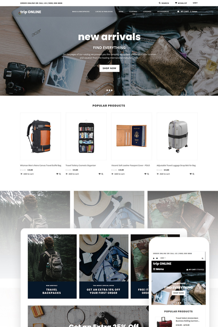 Trip Online Shopify Theme #74759