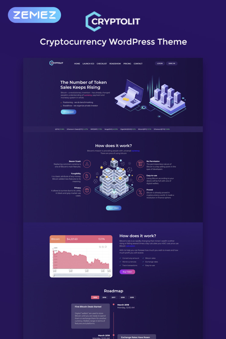 Cryptolit - Cryptocurrency Transactions WordPress Elementor Theme #74856